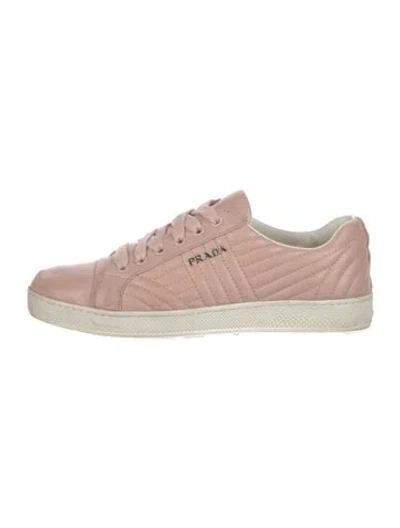 Pre-owned Prada Leather Sneakers In Pink