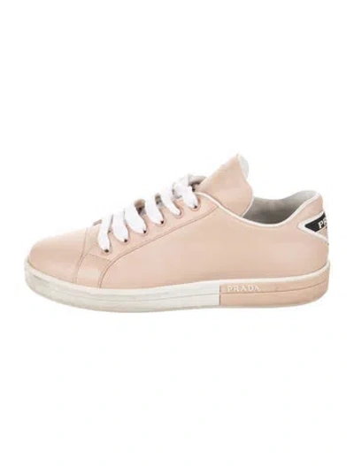 Pre-owned Prada Leather Sneakers In Pink