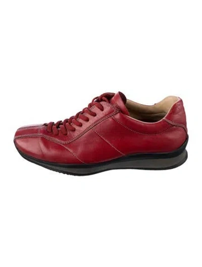 Pre-owned Prada Leather Sneakers In Red