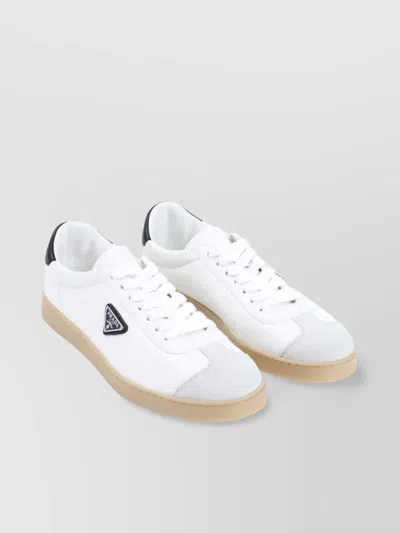 Prada Lane Leather Low-top Sneakers In White