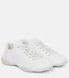 Prada Leather Sneakers Crafted Geometric Stitching In Black