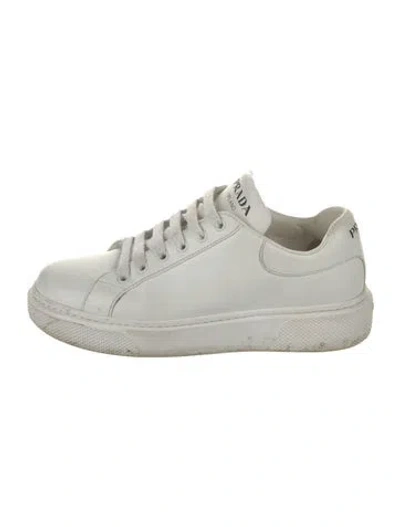 Pre-owned Prada Leather Sneakers In White