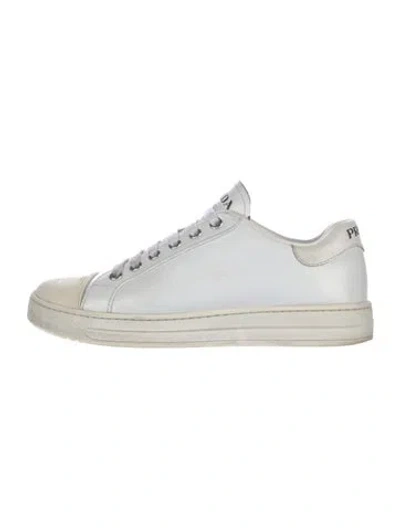 Pre-owned Prada Leather Sneakers In White