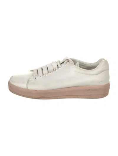 Pre-owned Prada Leather Sneakers In White