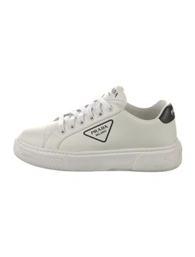 Pre-owned Prada Leather Sneakers In White