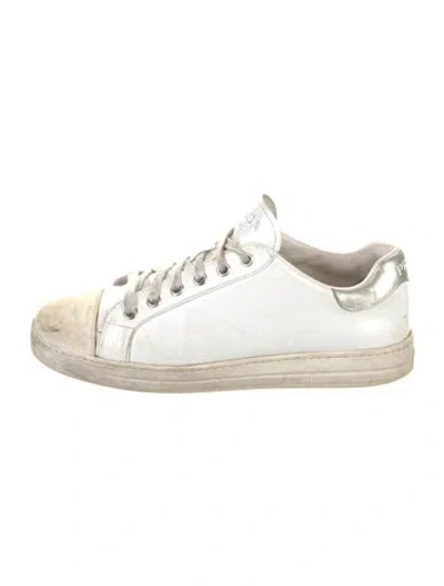 Pre-owned Prada Leather Sneakers In White