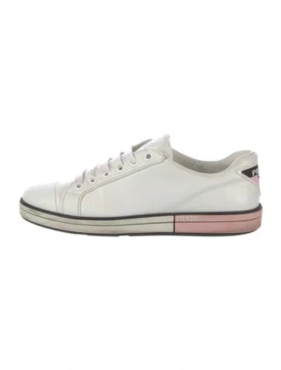 Pre-owned Prada Leather Sneakers In White