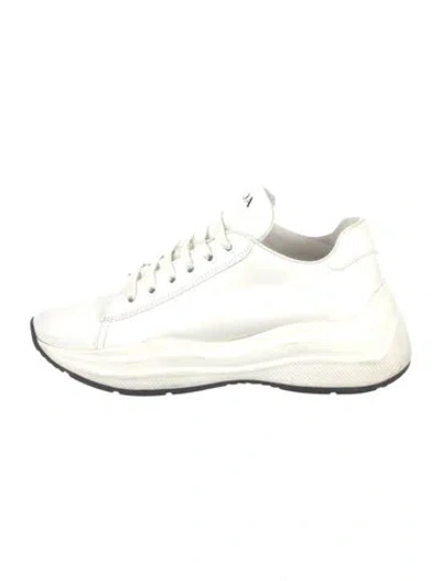 Pre-owned Prada Leather Sneakers In White