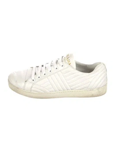 Pre-owned Prada Leather Sneakers In White