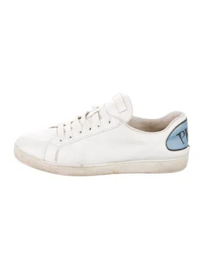 Pre-owned Prada Leather Sneakers In White