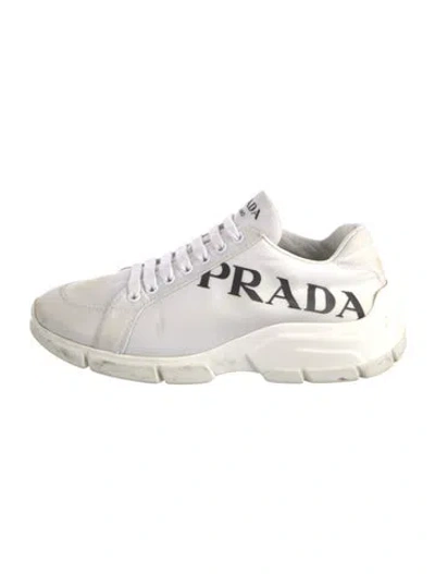 Pre-owned Prada Leather Sneakers In White