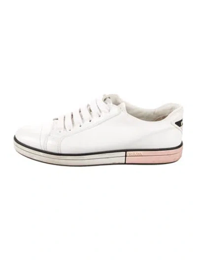 Pre-owned Prada Leather Sneakers In White