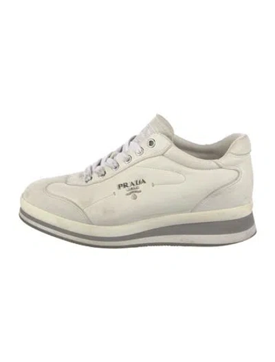 Pre-owned Prada Leather Sneakers In White