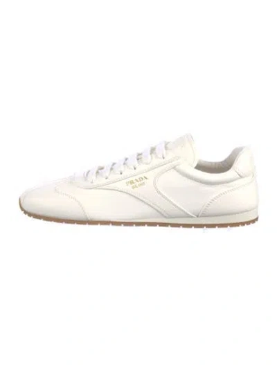 Pre-owned Prada Leather Sneakers In White