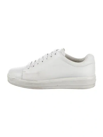 Pre-owned Prada Leather Sneakers In White