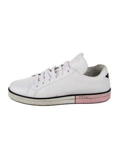 Pre-owned Prada Leather Sneakers In White