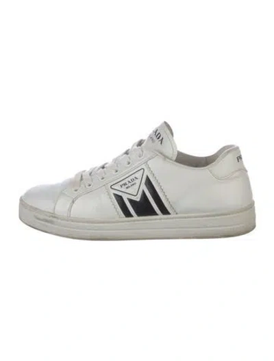 Pre-owned Prada Leather Sneakers In White