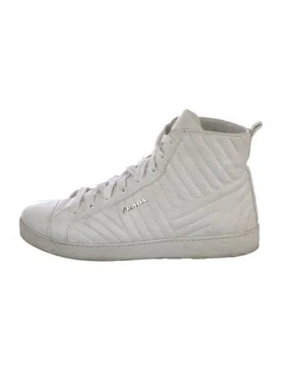 Pre-owned Prada Leather Sneakers In White