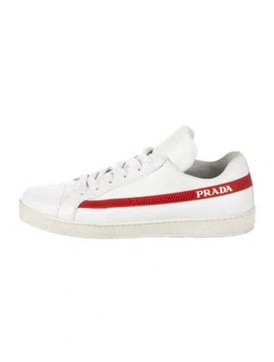 Pre-owned Prada Leather Sneakers In White