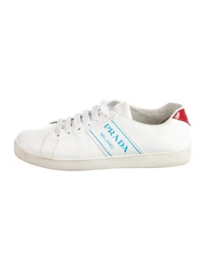 Pre-owned Prada Leather Sneakers In White