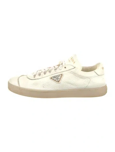 Pre-owned Prada Leather Sneakers In White