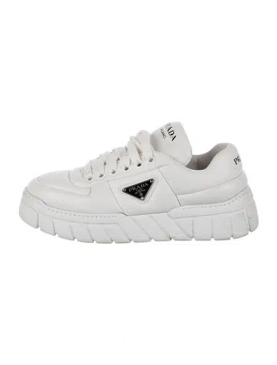 Pre-owned Prada Leather Sneakers In White