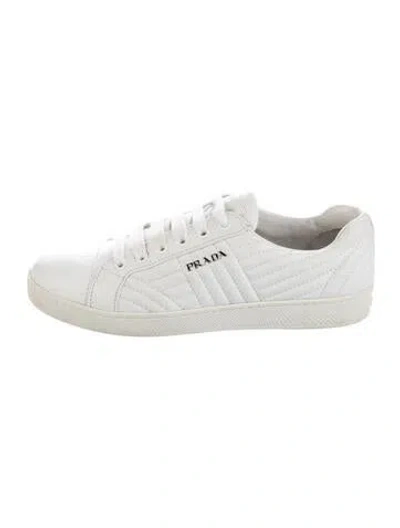 Pre-owned Prada Leather Sneakers In White