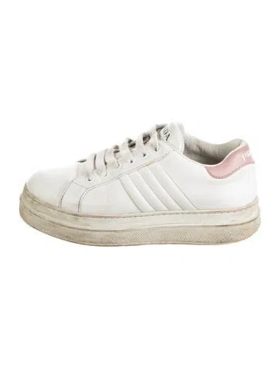 Pre-owned Prada Leather Sneakers In White