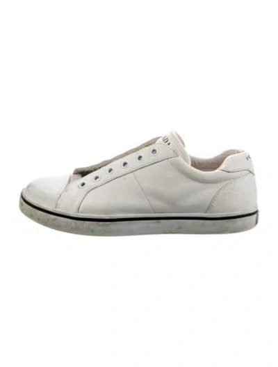 Pre-owned Prada Leather Sneakers In White