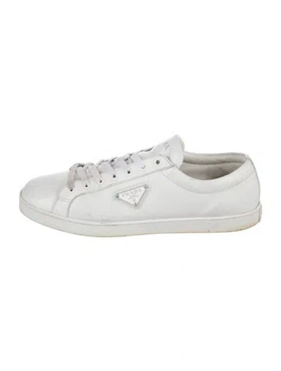 Pre-owned Prada Leather Sneakers In White