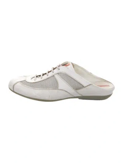 Pre-owned Prada Leather Sneakers In White