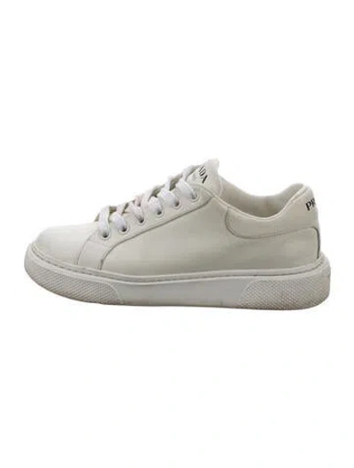Pre-owned Prada Leather Sneakers In White