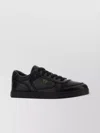 Prada Leather Sneakers With Flat Sole And Round Toe In Black