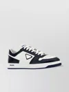 Prada Leather Sneakers With Rubber Sole And Contrast Panels In White