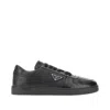Prada Leather Triangle-logo Sneakers In Black