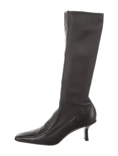 Pre-owned Prada Leather Sock Boots In Black
