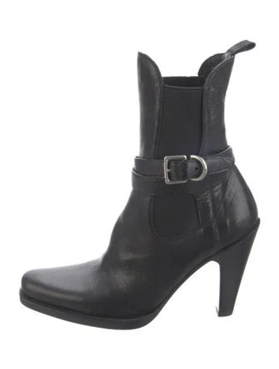 Pre-owned Prada Leather Sock Boots In Black