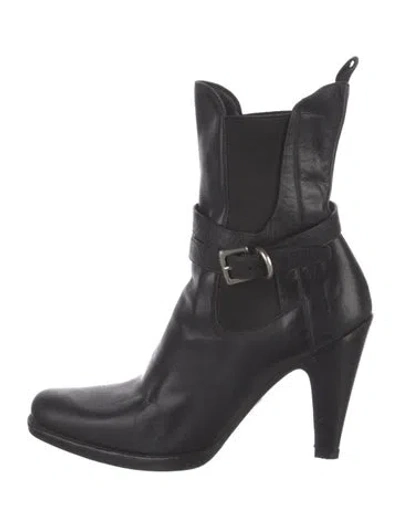 Pre-owned Prada Leather Sock Boots In Black