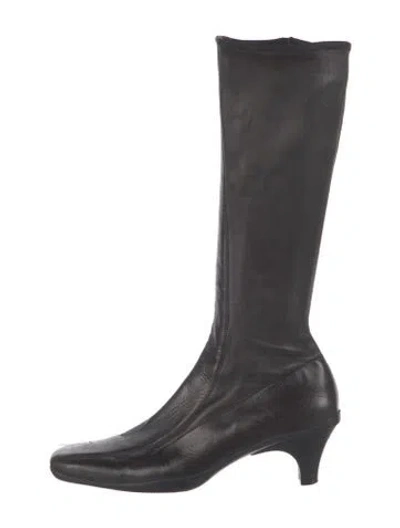 Pre-owned Prada Leather Sock Boots In Black