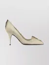 Prada Leather Stiletto Pumps Pointed Toe In Green