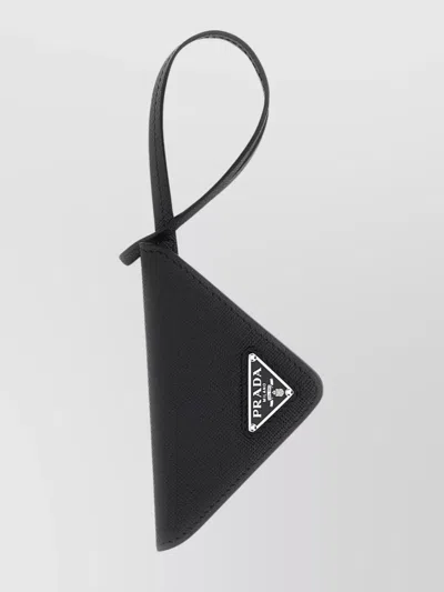 Prada Leather Strap Name Tag Triangle Shape