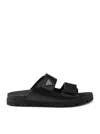 Prada Men Logo Plaque Leather Slides In Black