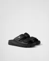 Prada Leather Strap Sandals In Black