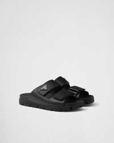 PRADA LEATHER STRAP SLIDES