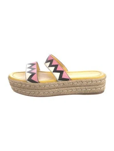 Pre-owned Prada Leather Striped Espadrilles In Pink