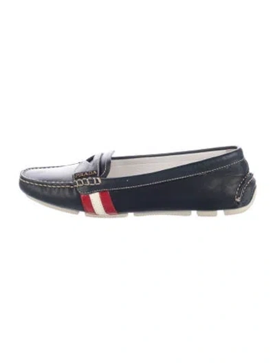 Pre-owned Prada Leather Striped Loafers In Blue