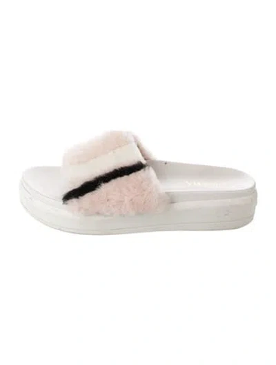 Pre-owned Prada Leather Striped Slides In Multi