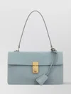 Prada Leather Structured Handbag Gold-tone Hardware In Silver