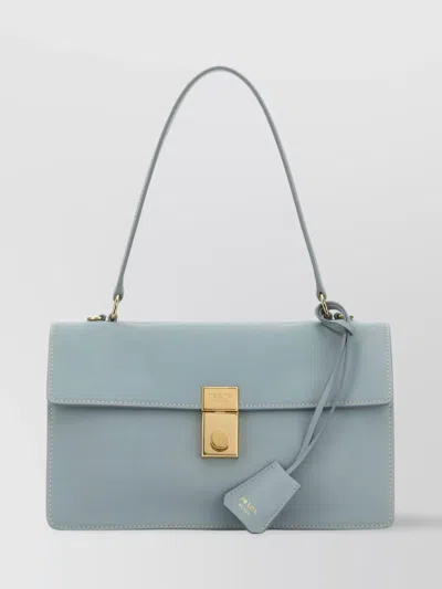 PRADA LEATHER STRUCTURED HANDBAG GOLD-TONE HARDWARE