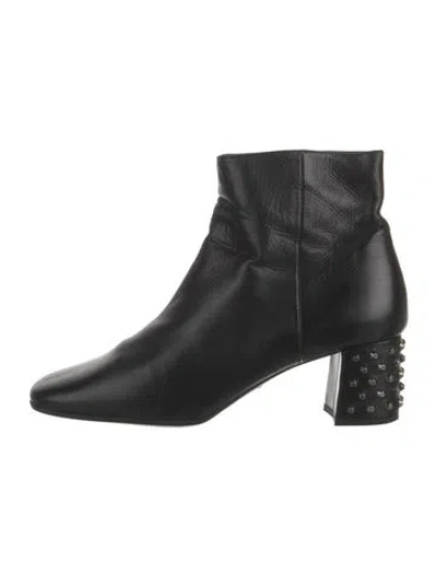 Pre-owned Prada Leather Studded Accents Boots In Black